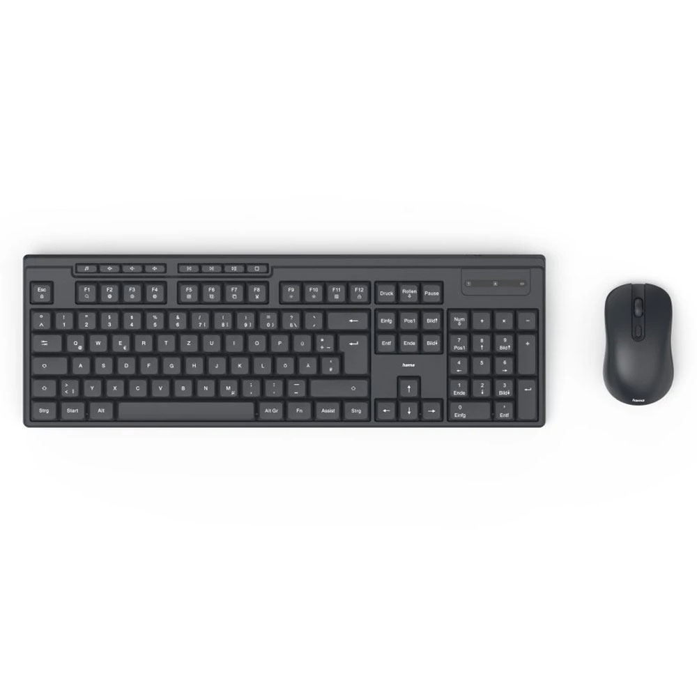 Hama Funktastatur mit Maus ""WKM-200"", kabellos, 8 Media-Tasten, Schw., QWERTZ