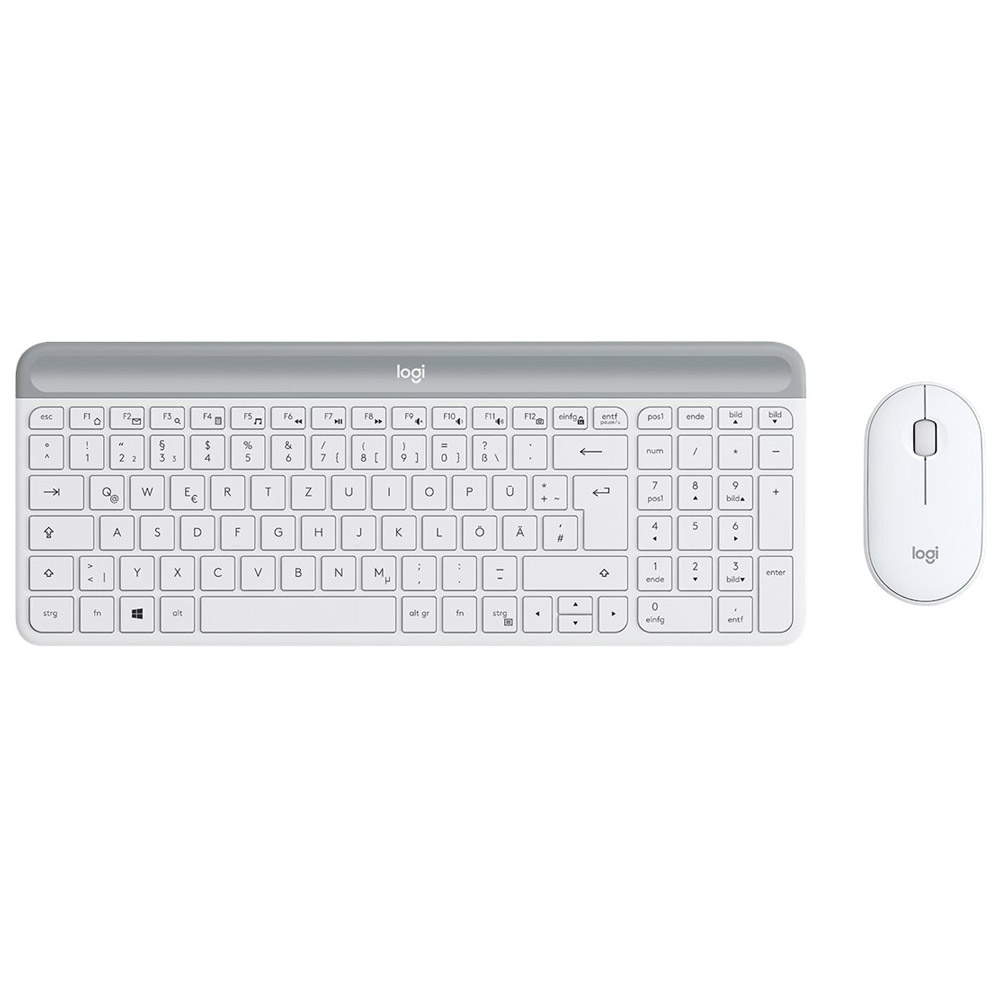 Logitech MK470 Slim Combo Kabelloses Tastatur-Maus-Set weiß