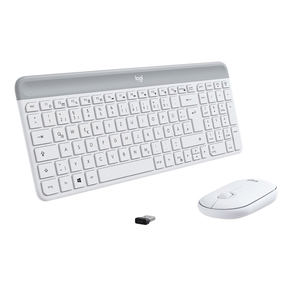 Logitech MK470 Slim Combo Kabelloses Tastatur-Maus-Set weiß