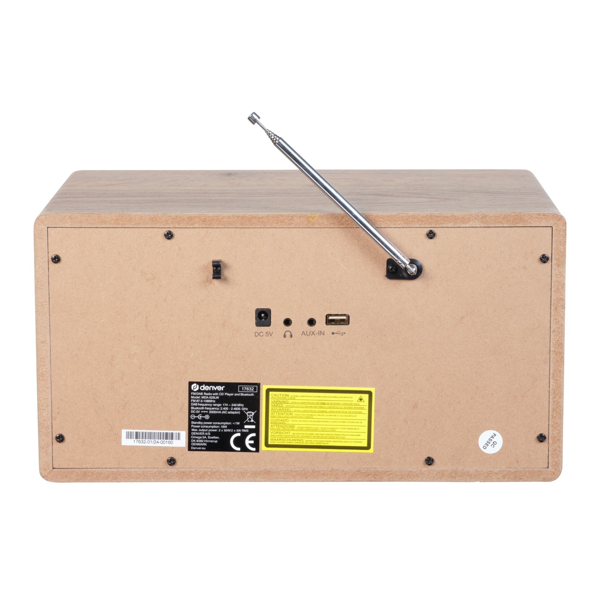 Denver MDA-525LW DAB+ Stereoanlage mit CD und Bluetooth helles holz
