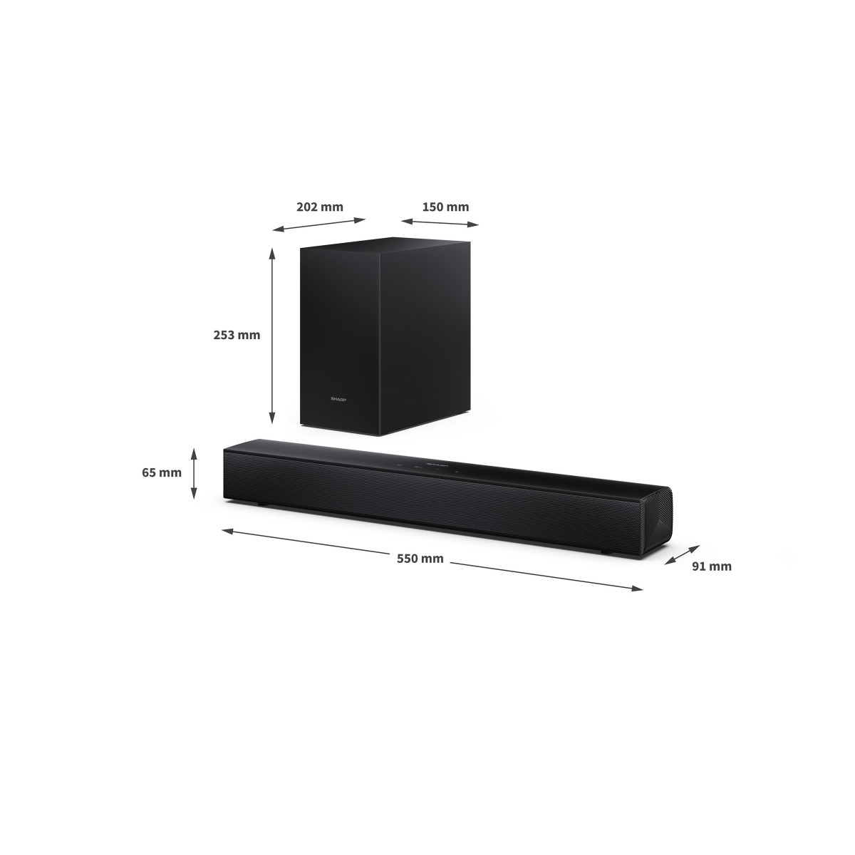 Sharp HT-SBW121 2.1-Soundbar schwarz