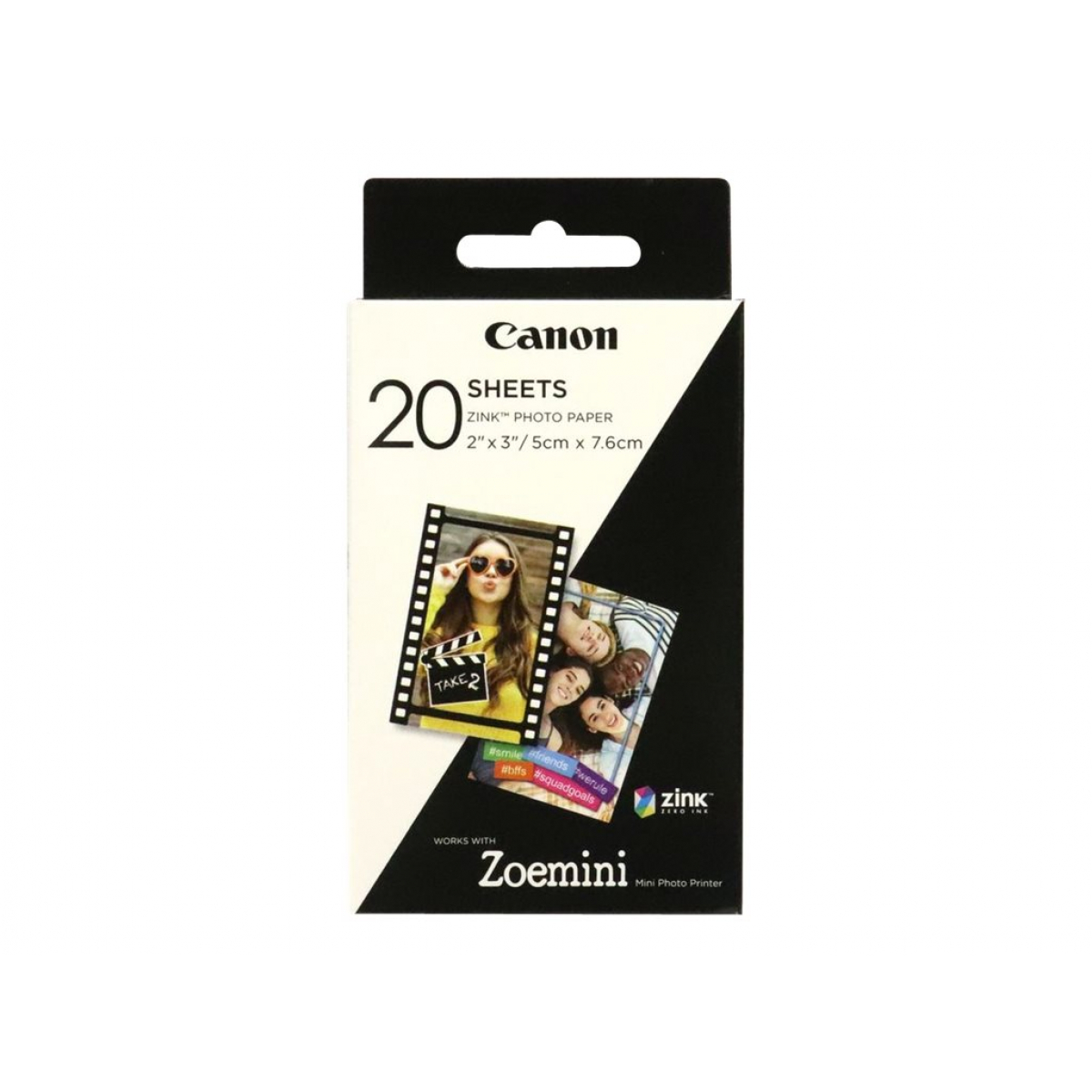 Canon Zink Fotopapier 2x3 Zoll selbstklebend 20 Blatt