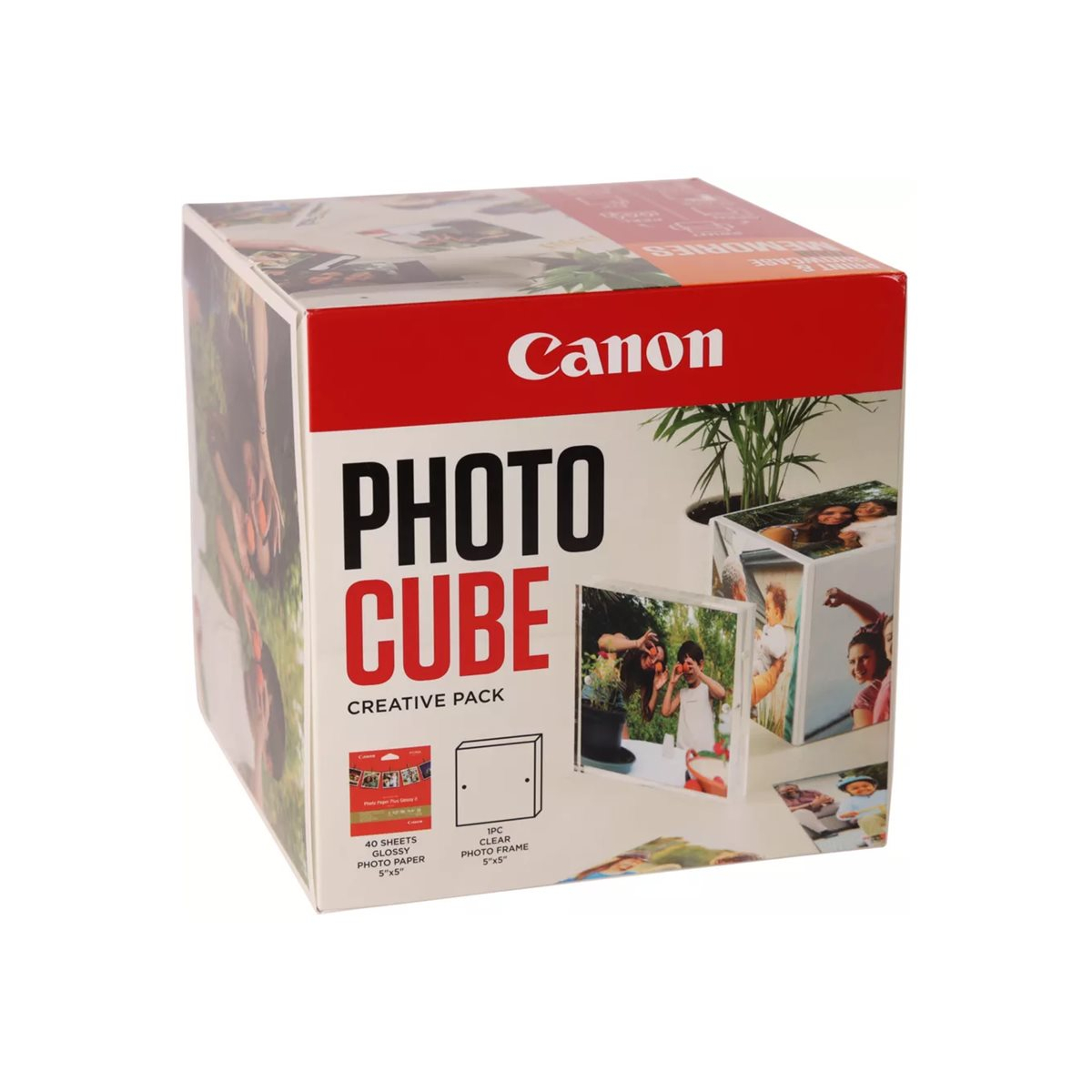 Canon Photo Cube Creative Pack, orange (PP-201 Glossy II Fotopapier 5x13cm (40 Blatt) + Fotorahmen)