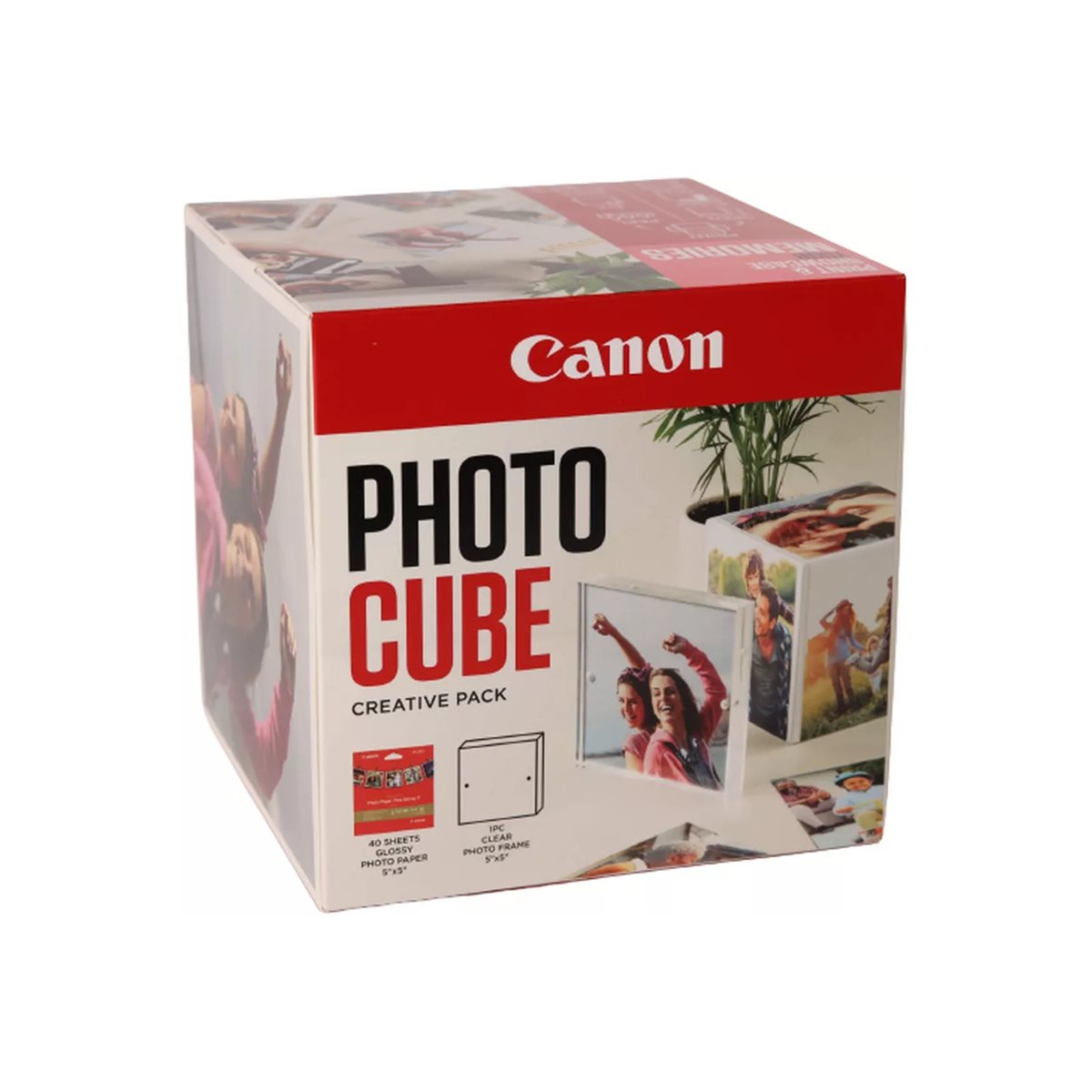 Canon Photo Cube Creative Pack, pink (PP-201 Glossy II Fotopapier 5x13cm (40 Blatt) + Fotorahmen)