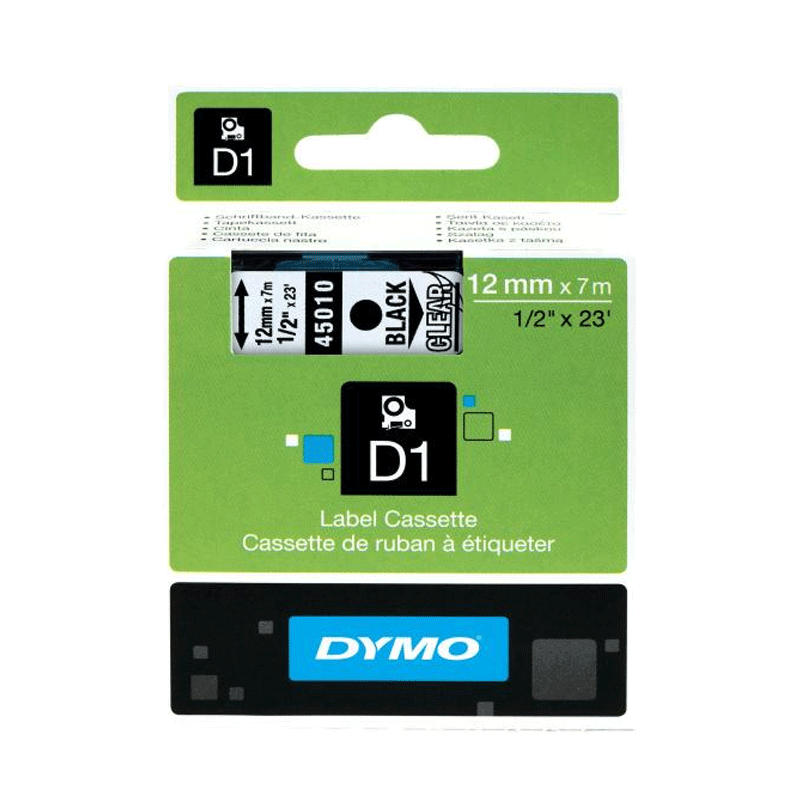 Dymo Schriftband 45010 transparent/schwarz (2.Wahl)