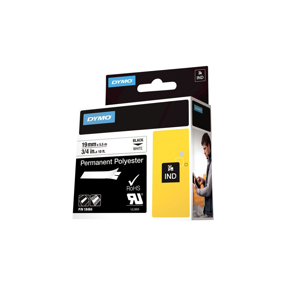 Dymo 18484 Schriftband Vinyl schwarz/weiß
