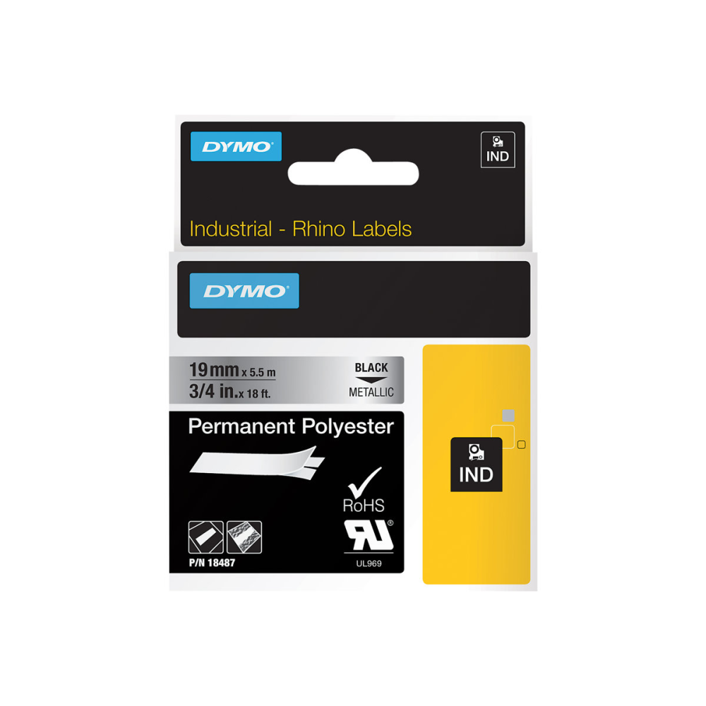 Dymo 18487 Schriftband Vinyl schwarz/metallic