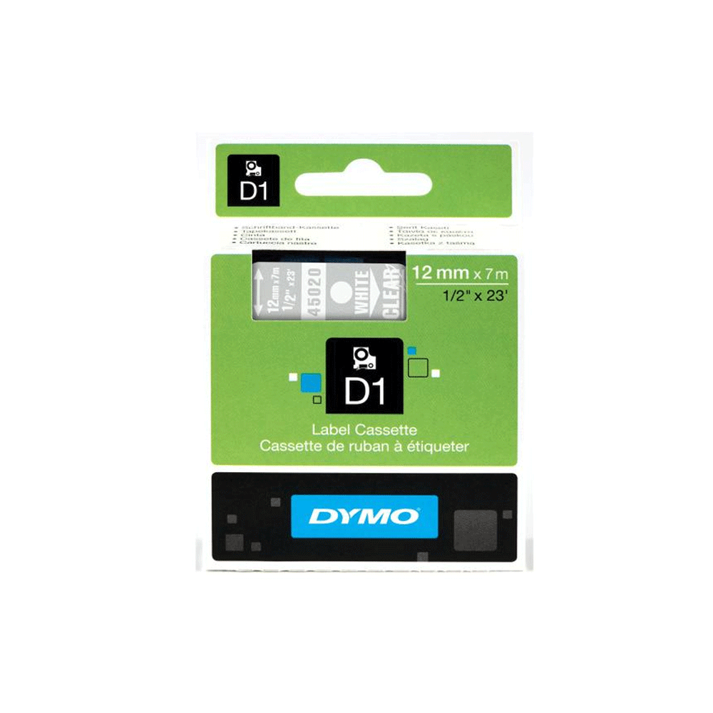 Dymo 45020 Schriftband klar/weiß