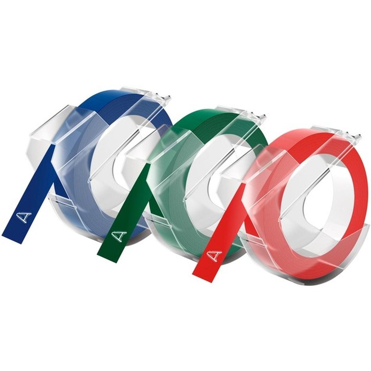 Dymo S0847750 Prägeband 9mm schwarz blau rot 3D 3m (2.Wahl)