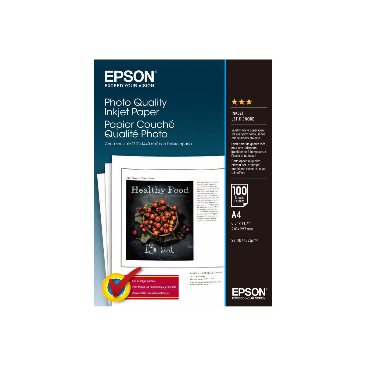 Epson Photo Quality Inkjet Paper A4 102g/m² 100 Blatt Fotopapier matt