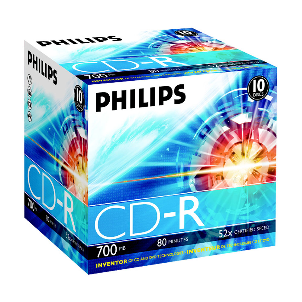 Philips CD-R Rohlinge (700 MB Data/ 80 Minuten, 52x High Speed Aufnahme, 10er Jewel Case)