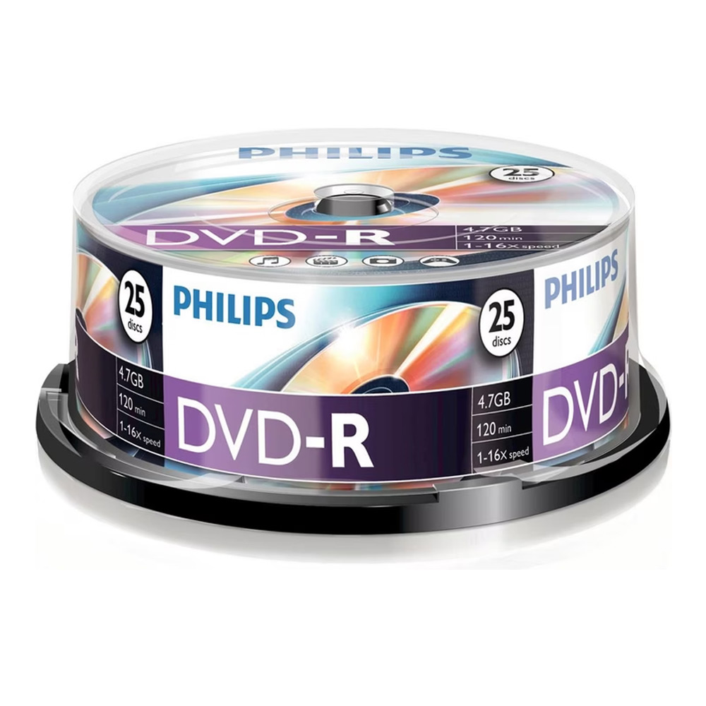 Philips DVD-R Rohlinge (4.7 GB Data/ 120 Minuten Video, 16x High Speed Aufnahme, 25er Spindel)