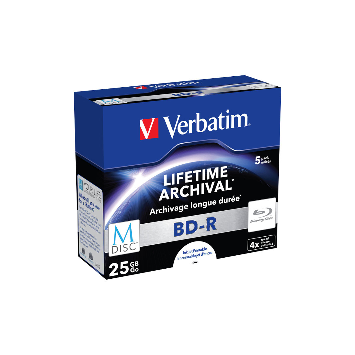 Verbatim MDISC BD-R Blu-ray Rohlinge 25GB 5er-Pack