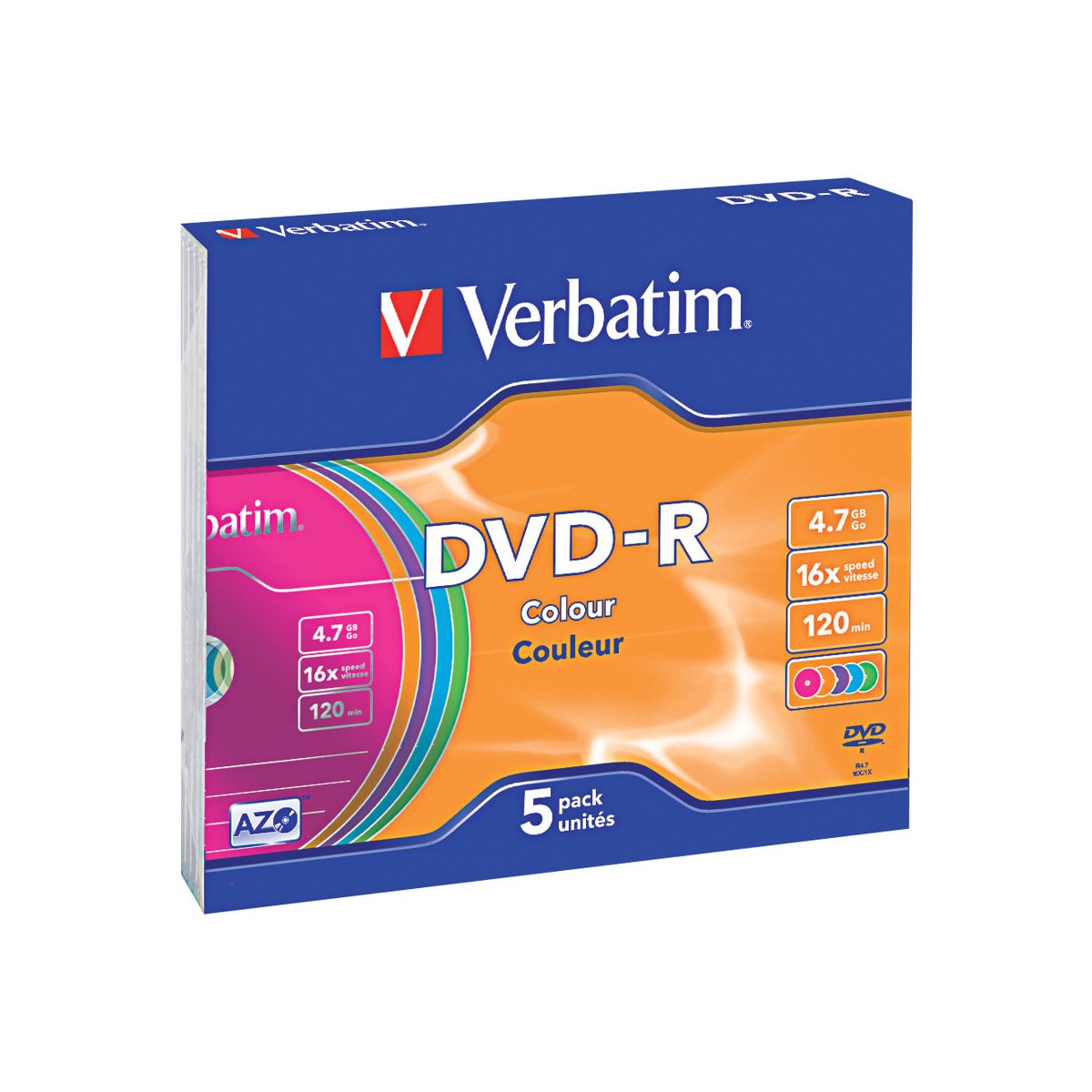 Verbatim 43557 DVD-R 4.7GB Rohlinge 5er-Pack mehrfarbig