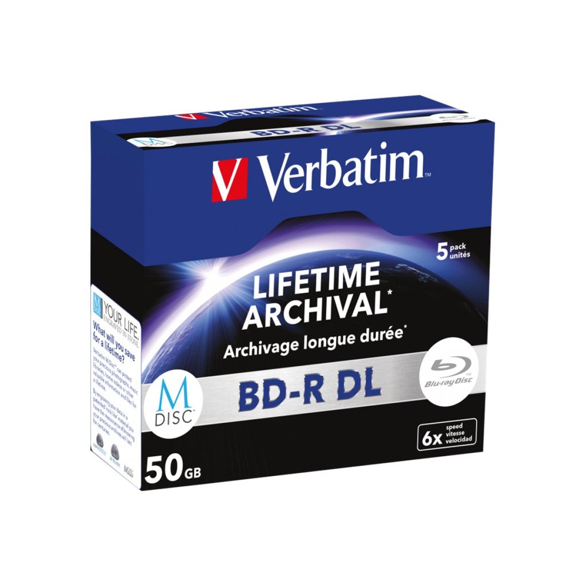 Verbatim M-Disc 5 x BD-R DL 50 GB 6x mattsilber