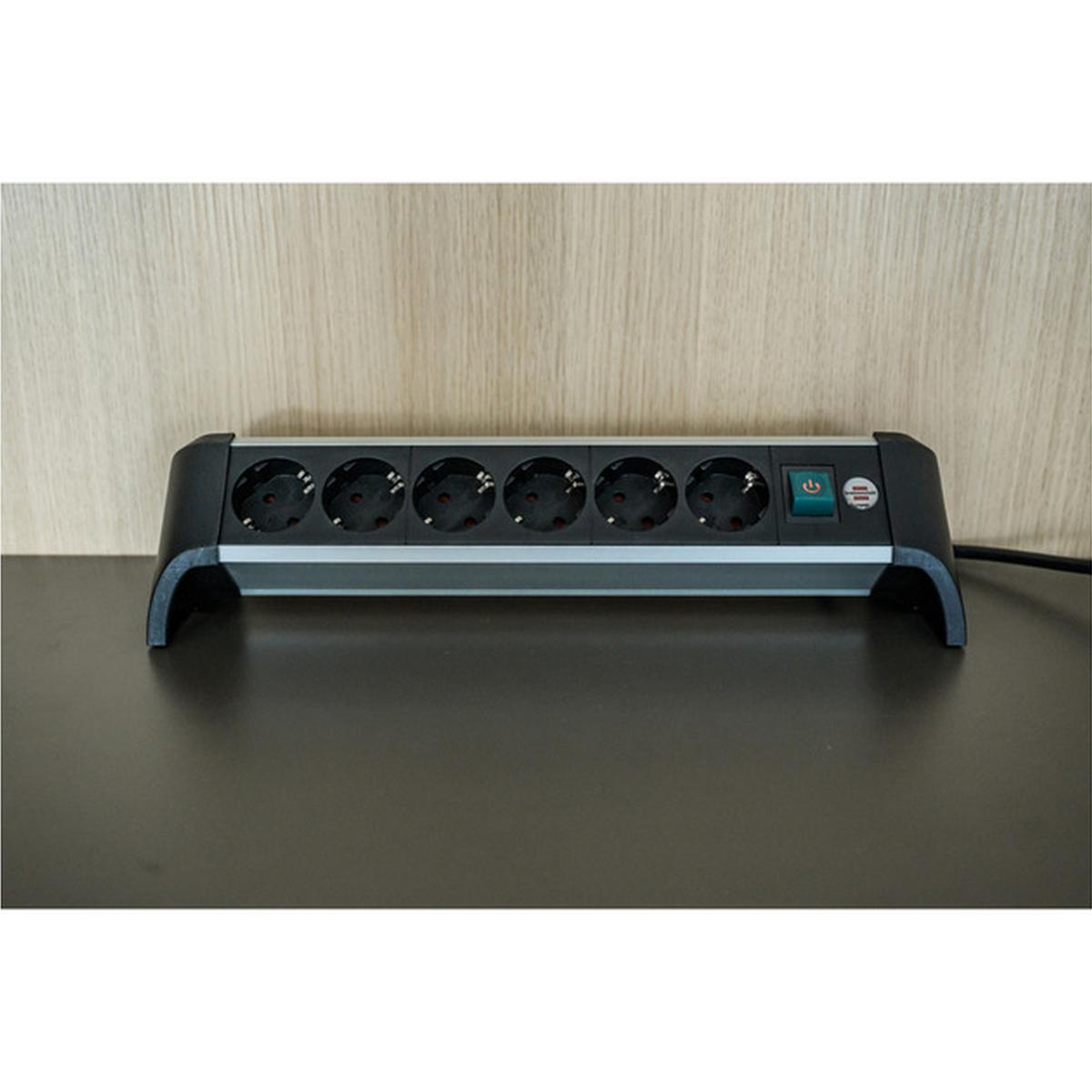 Brennenstuhl Alu-Office-Line Steckdosenleiste 6-fach 3m mit Schalter silber/schwarz