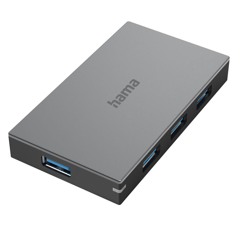 Hama USB-Hub, 4 Ports, USB 3.0, 5 Gbit/s, Schnellladen, inkl. Kabel