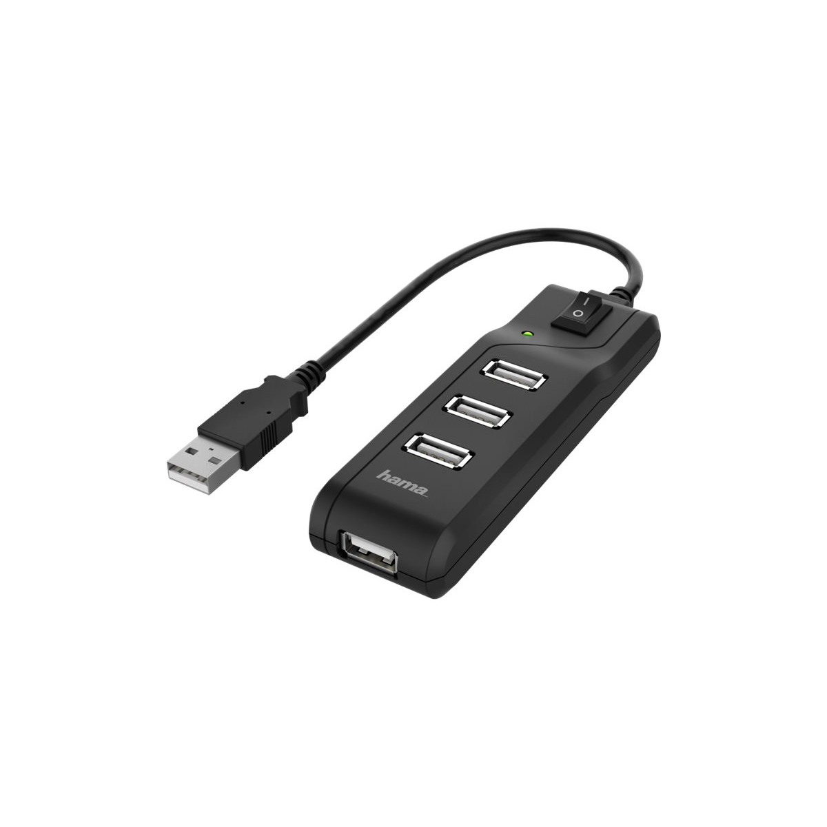 Hama USB-Hub, 4 Ports, USB 2.0, 480 Mbit/s, Ein-/Ausschalter