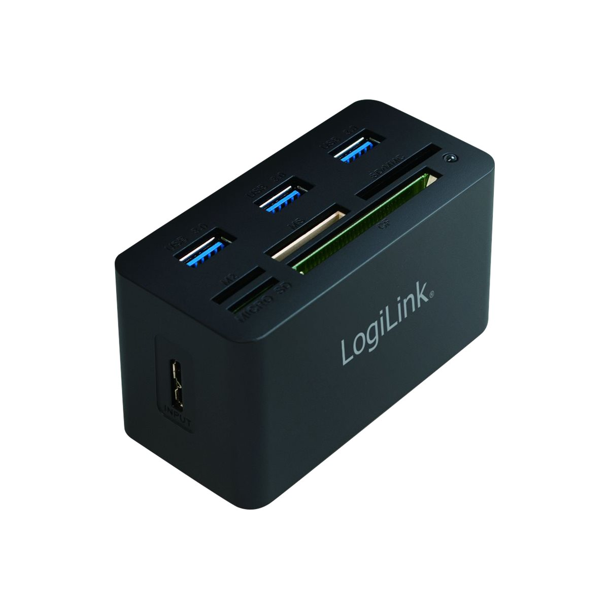 LogiLink CR0042 USB 3.0 Hub mit Kartenleser schwarz