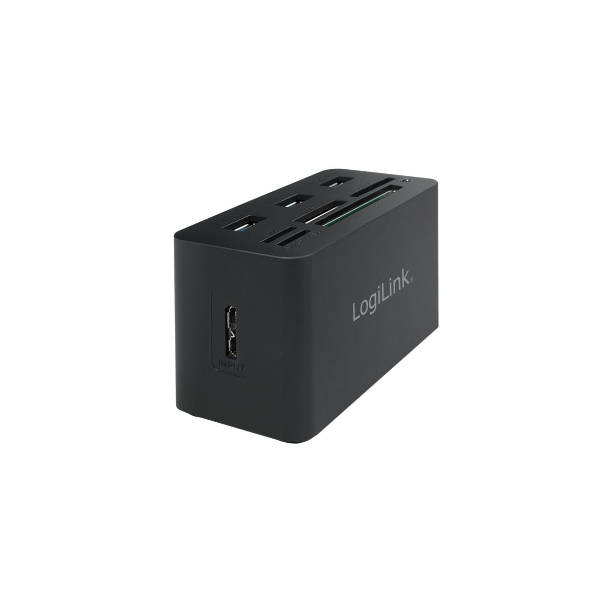 LogiLink CR0042 USB 3.0 Hub mit Kartenleser schwarz