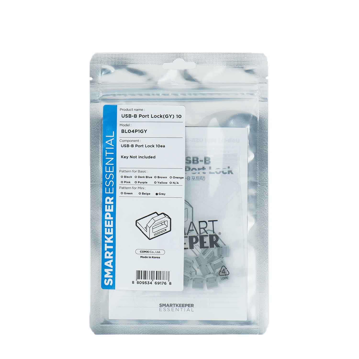 SmartKeeper BL04P1GY USB B-Port Blocker 10 Stück grau