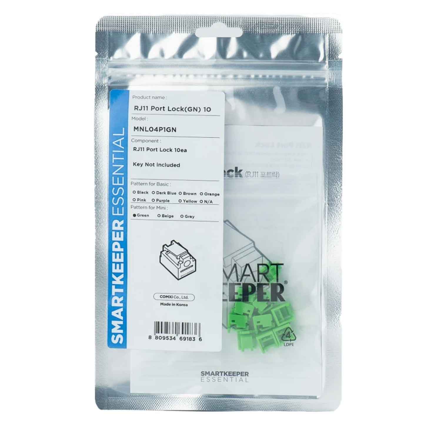 SmartKeeper MNL04P1GN RJ11 Port Blocker 10 Stück grün