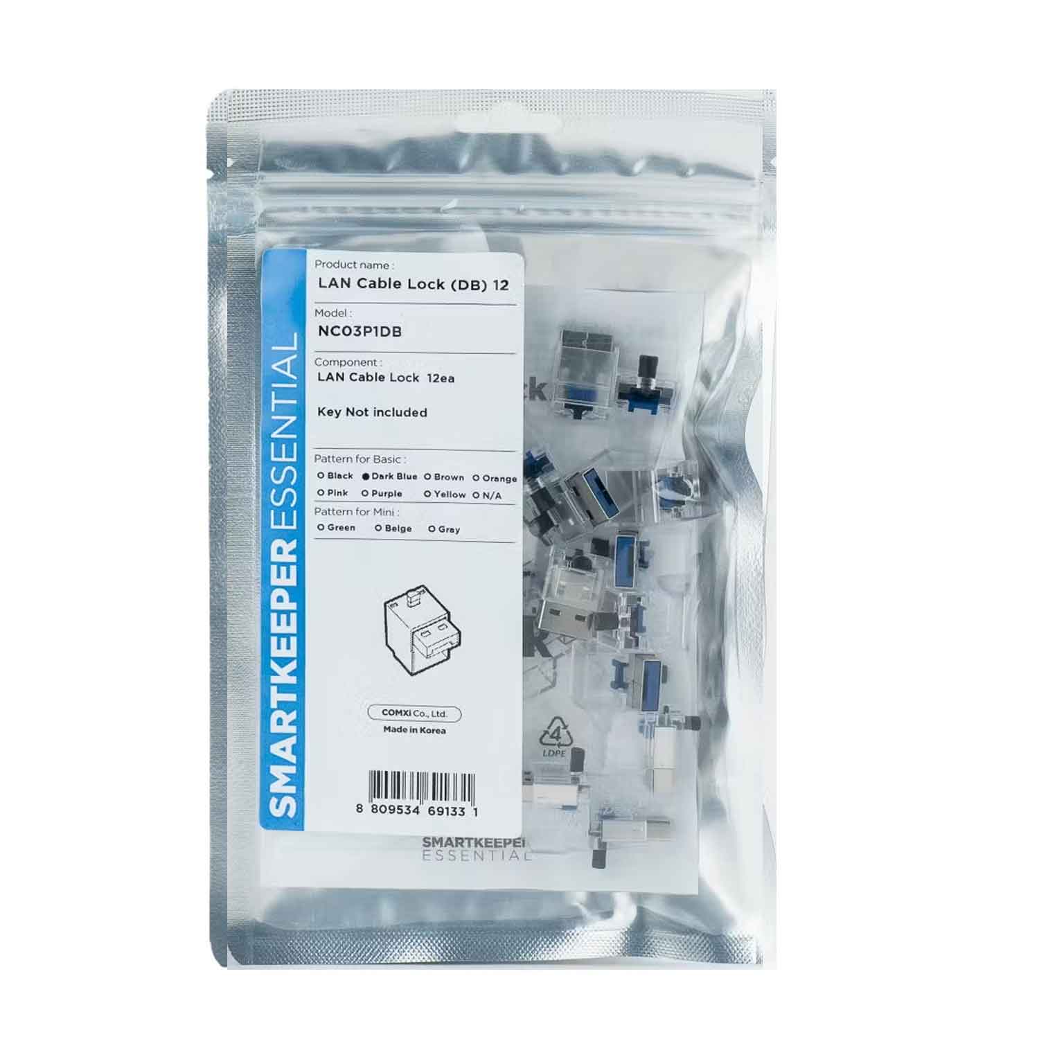 SmartKeeper NC03P1DB LAN Kabelschloss 12 Stück dunkelblau