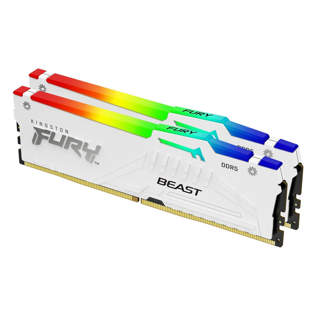 Kingston FURY Beast RGB 64GB Kit DDR5-6000 CL30 Arbeitsspeicher weiß
