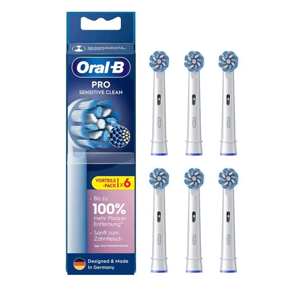 Oral-B Pro Sensitive Clean Aufsteckbürsten für elektrische Zahnbürste 6 Stück weiß