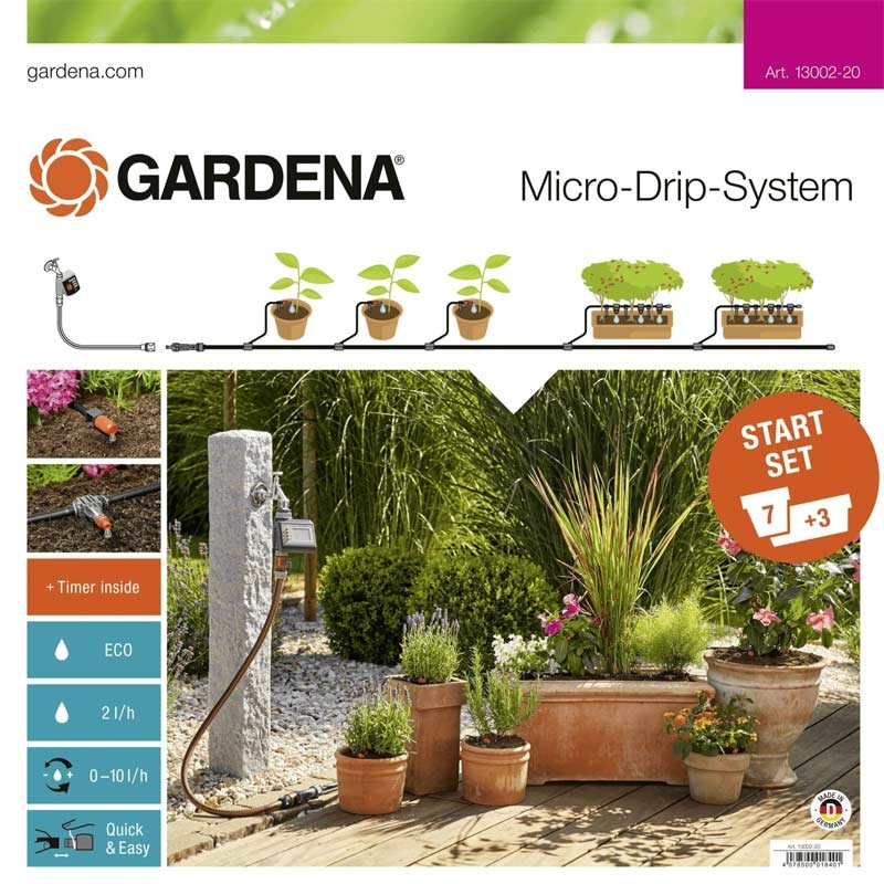 GARDENA 13002-20 Micro-Drip-System Start-Set Pflanztöpfe M automatic