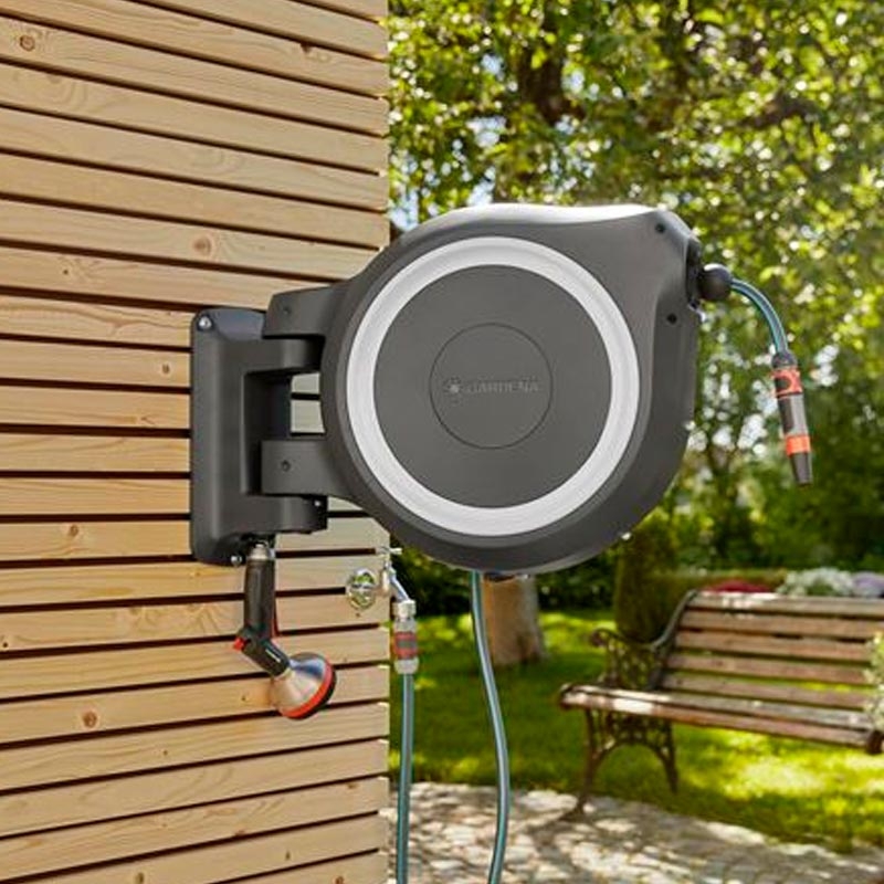 GARDENA 18627-20 Wand-Schlauchbox RollUp L (weiß) 30 m