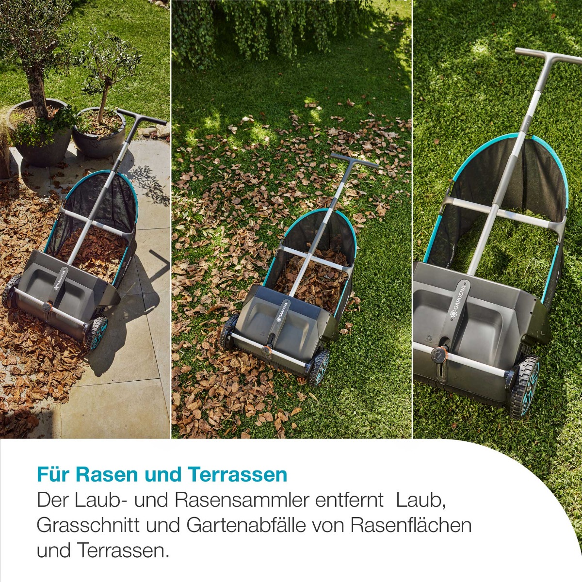 GARDENA 03566-20 Laub- und Rasensammler für Rasenflächen und Terrassen