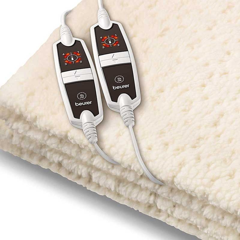 Beurer UB 56 Teddy Heizdecke, Wärmeunterbett, 150 x 160 cm, 2 x 60 Watt, creme