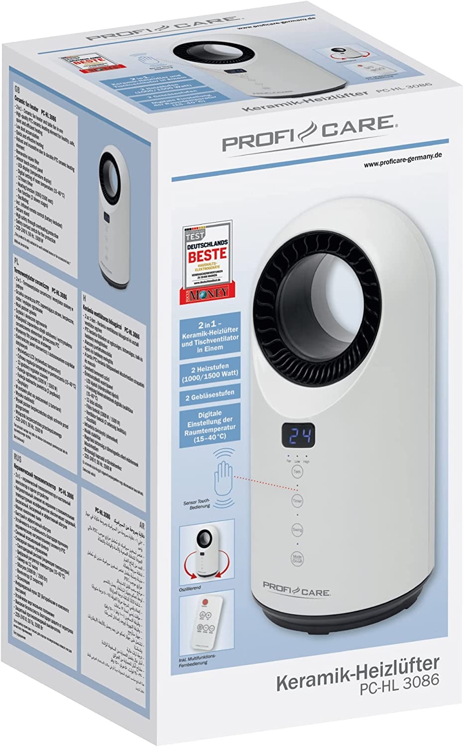 ProfiCare PC-HL 3086 Keramik-Heizlüfter 1500W weiß