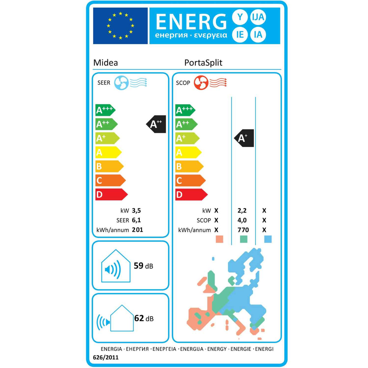 Midea Portasplit Klimaanlage weiß
