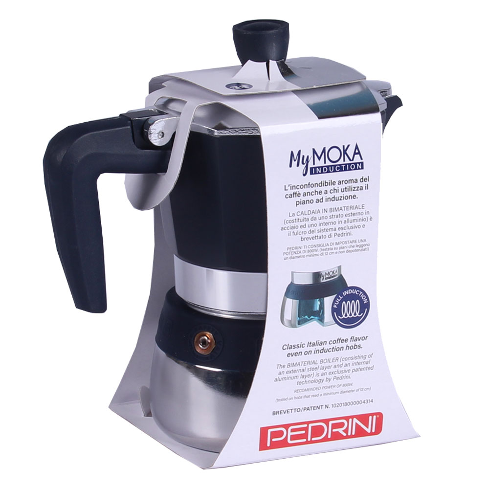 Pedrini MyMoka Induction Coffee Maker 3 Tassen blau