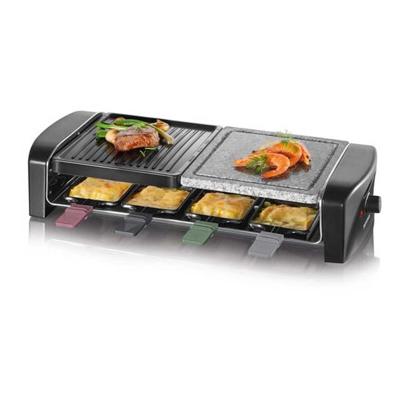 Severin RG 9645 Raclette-Grill mit Naturgrillstein und Gussplatte