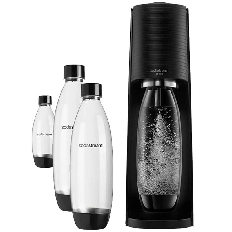 SodaStream Soda Maker Terra Megapack QC inkl. 3 Flaschen schwarz