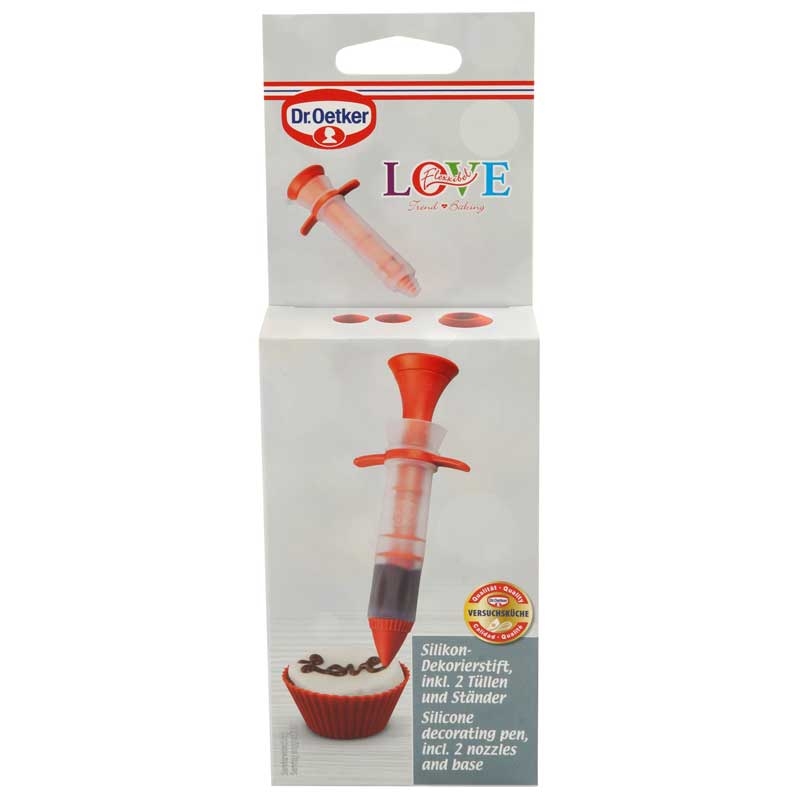 Dr. Oetker Silikon-Dekorierstift inkl. 2 Tüllen und Ständer (2. Wahl)