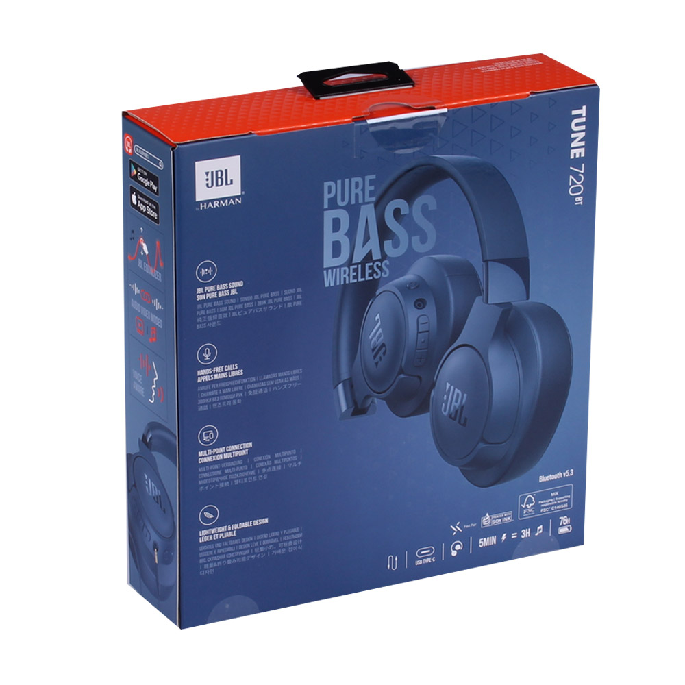 JBL Tune 720 BT Wireless On-Ear-Kopfhörer blau