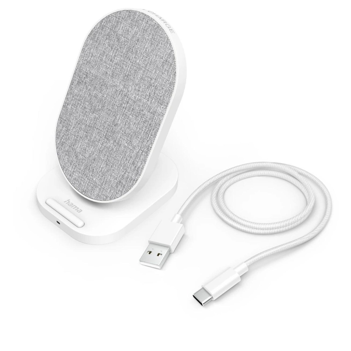 Hama Wireless Charger QI-FC10S-Fab, 10W, weiß, kabellose Smartphone-Ladestation