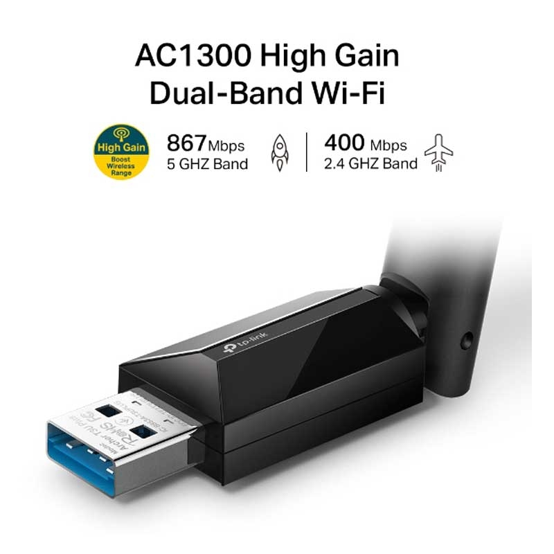 TP-Link Archer T3U Plus AC1300 High Gain USB WLAN Stick Adapter mit High-Gain Antennen