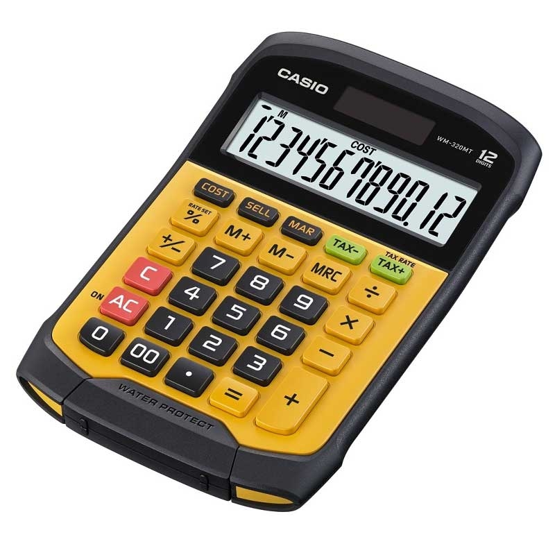 Casio WM-320MT Werkstatt-Taschenrechner (spritzwasser-/staubgeschützt) - gelb/schwarz