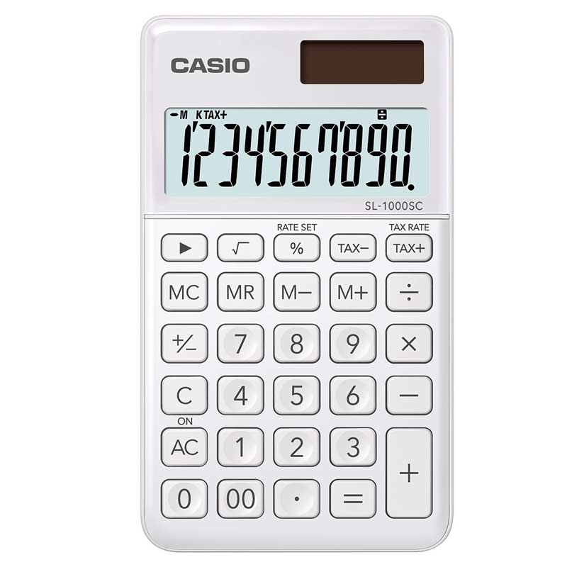 Casio SL-1000SC-WE stylischer Taschenrechner Batterie/Solar - weiß (2. Wahl)