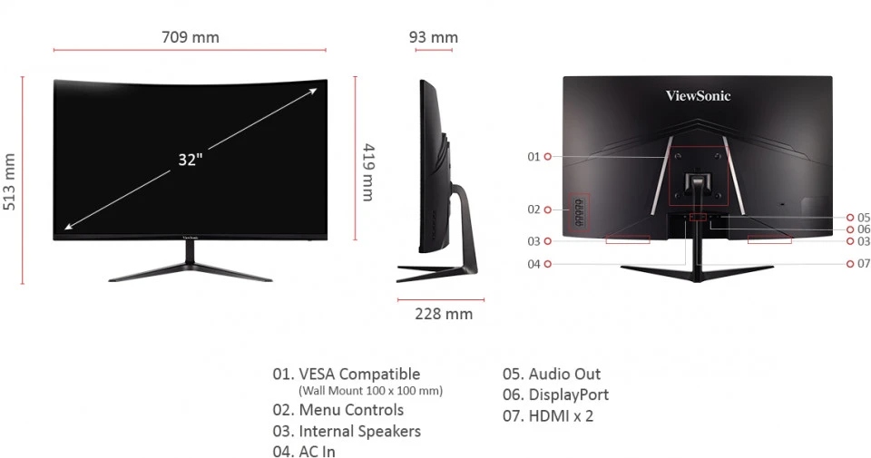 ViewSonic VX3218C-2K OMNI 32 Zoll 180Hz Curved Gaming-Monitor schwarz (2. Wahl)