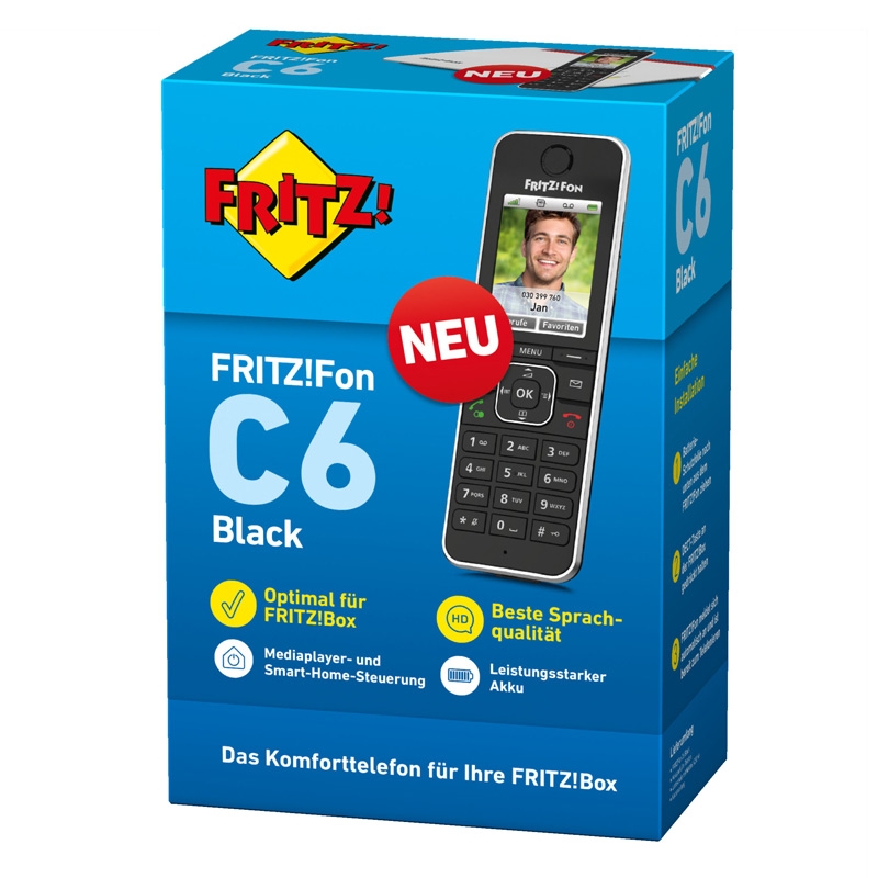 AVM FRITZ!Fon C6 Black DECT-Schnurlostelefon f. FRITZ!Box