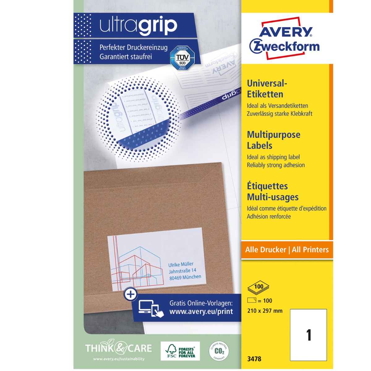 Avery Zweckform, Labels Avery 210 x 297mm, A4 (3478)