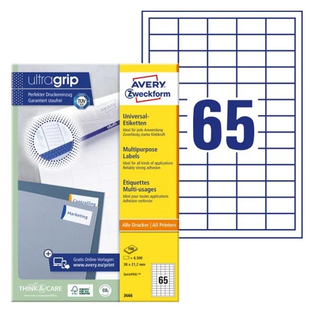 Avery Zweckform, Labels Avery 38 x 21,2mm, A4 (3666)