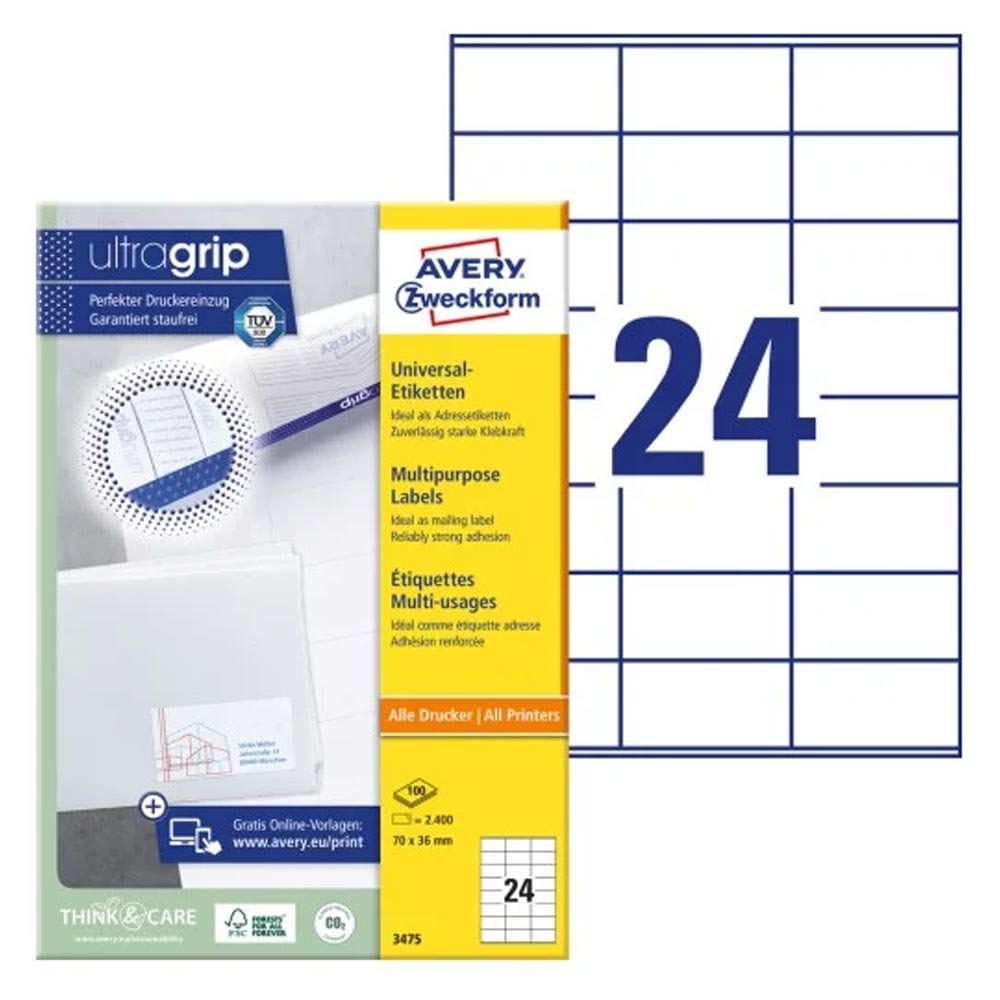 Avery Zweckform, Labels Avery 70 x 36mm, A4 (3475)