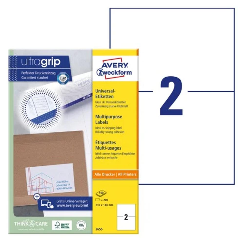 Avery Zweckform, Labels Avery 210 x 148mm, A4 (3655)